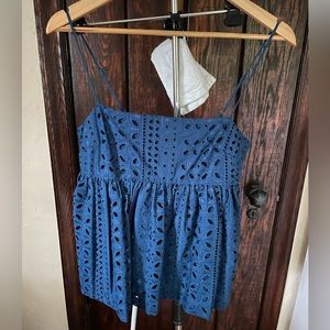 Jcrew eyelet blue tank size small